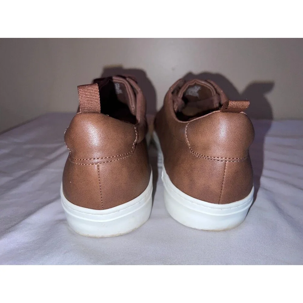 Banana Republic Cognac Faux Leather Sneakers Brown Mens Size 12 Shoe Laces